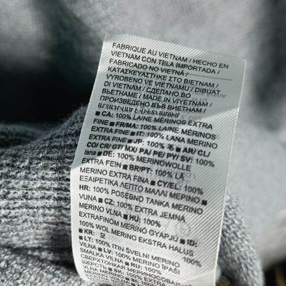 Banana Republic Sweater Mens XLT Gray Italian Merino Wool Henley Long Sleeve - Picture 8 of 8